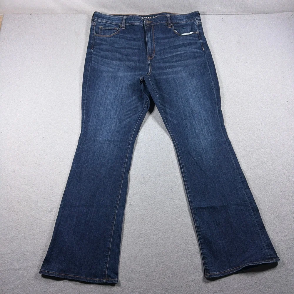 American Eagle Skinny Kick Jeans Women 20 Hi Rise Slim Fit Dark Blue Casual - Picture 1 of 12